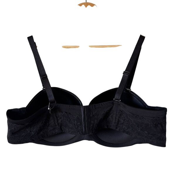 Torrid Curve Bombshell Everyday Strapless Push-Up Bra Size 46C New Black Lace - Picture 3 of 16